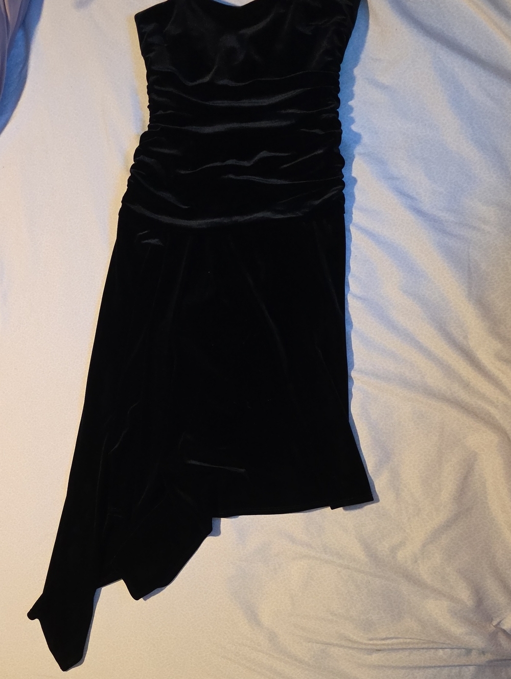 David Meister Designer Black Velvet Asymmetrical Corset Dress Size Medium